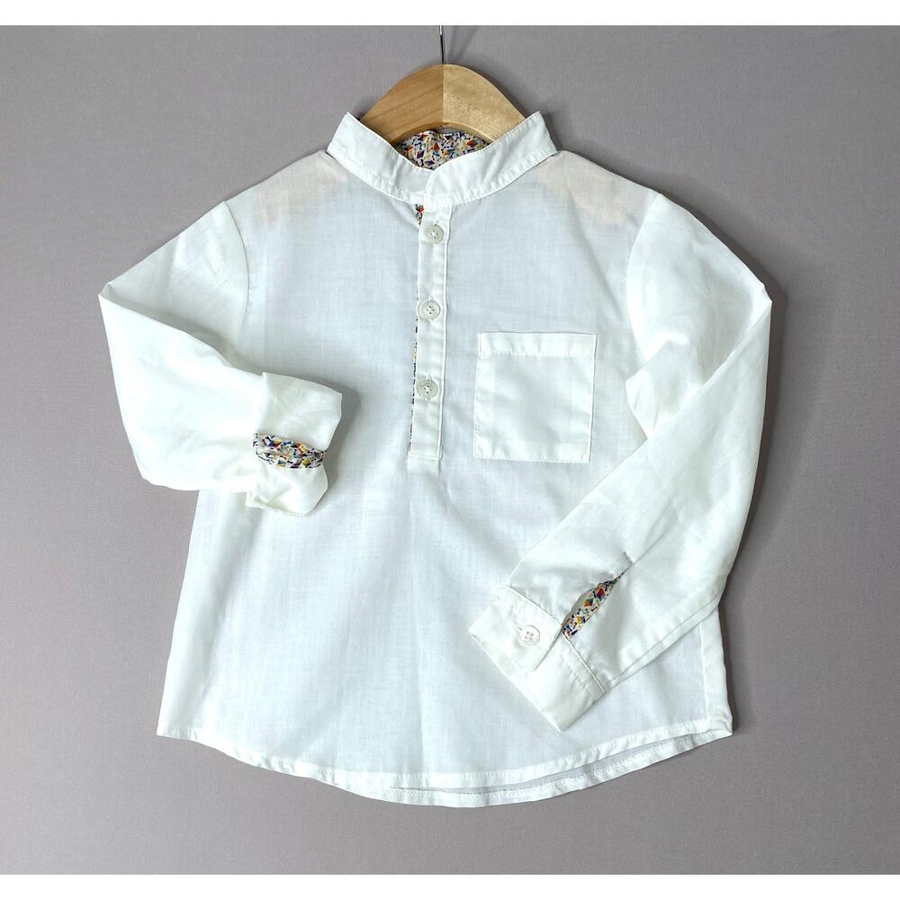 Olivier London Liberty Kites Lined Mandarin Collar Ivory Shirt Boys 5-6 (4?)